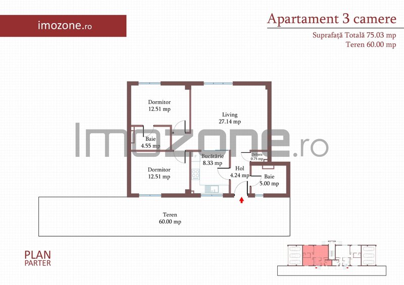Cartierul Militari, 3 camere cu curte si parcare proprie, 75 mp, finisat modern, comision 0%.